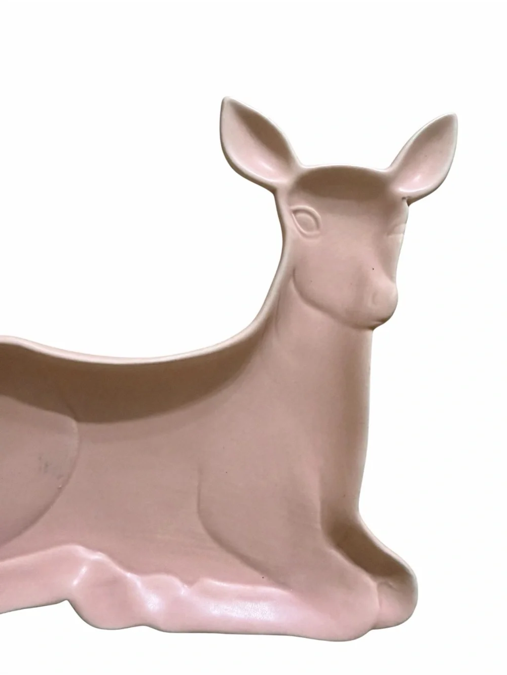 Pink Glaze Ceramic Deer Trinket Dish Christmas Decor Whimsical